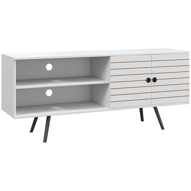 HOMCOM Mueble de TV para Televisores de 65 Pulgadas Moderno con 2 Estantes Abiertos y 1 Estante Ajustable 145x38x65 cm Blanco