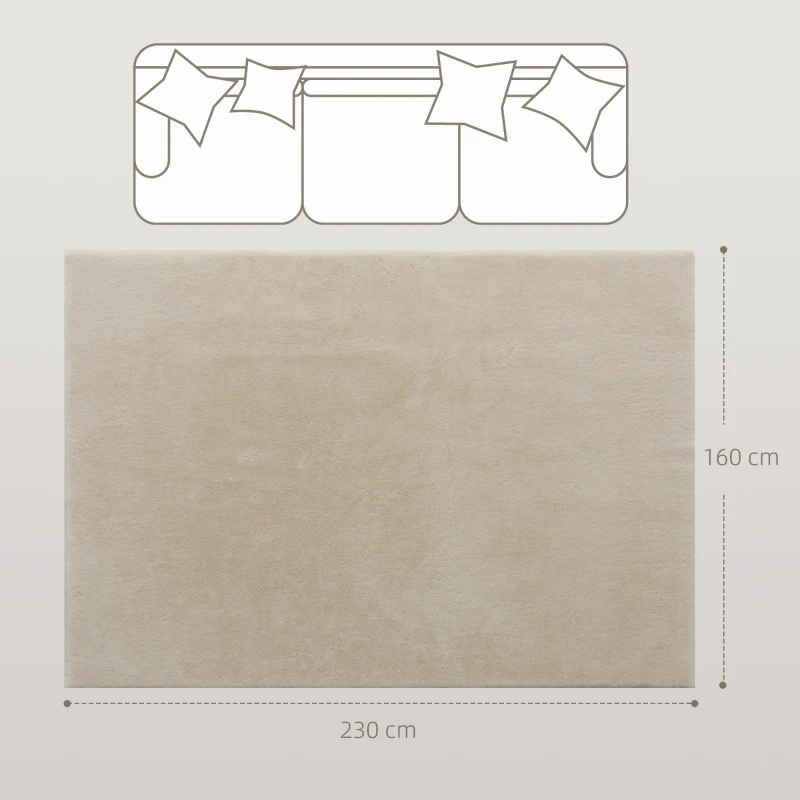 HOMCOM Tapis Salon 160x230 cm Lavable en Machine Poil Long Style Moderne pour Salon Chambre Crème