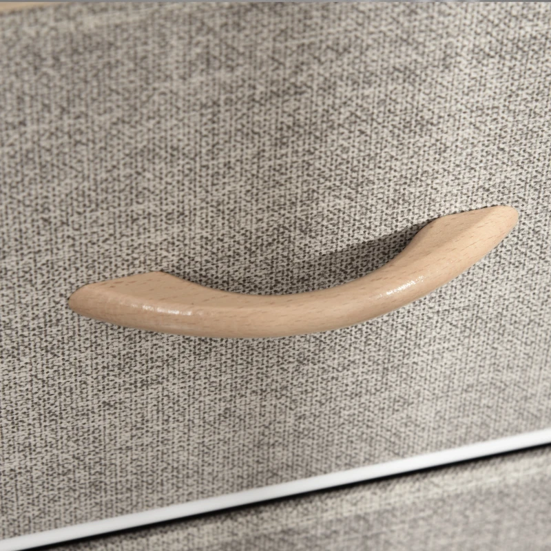 HOMCOM Cassettiera in Tessuto Cassettiera in Tessuto con 3 Cassetti Pieghevoli e 2 Ripiani Aperti 80x29x71 cm Legno Naturale e Grigio Chiaro