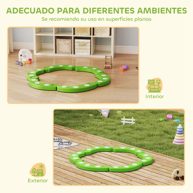 AIYAPLAY Tabla de Equilibrio para Niños de +3 Años con 6 Piedras de Equilibrio Puntos Táctiles para Interiores y Exteriores Verde