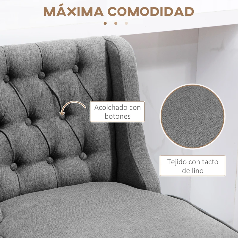 HOMCOM Juego de 2 Taburetes de Bar con Respaldo Taburetes Altos de Cocina Giratorios 180° Patas de Madera 46x57x101 cm Gris