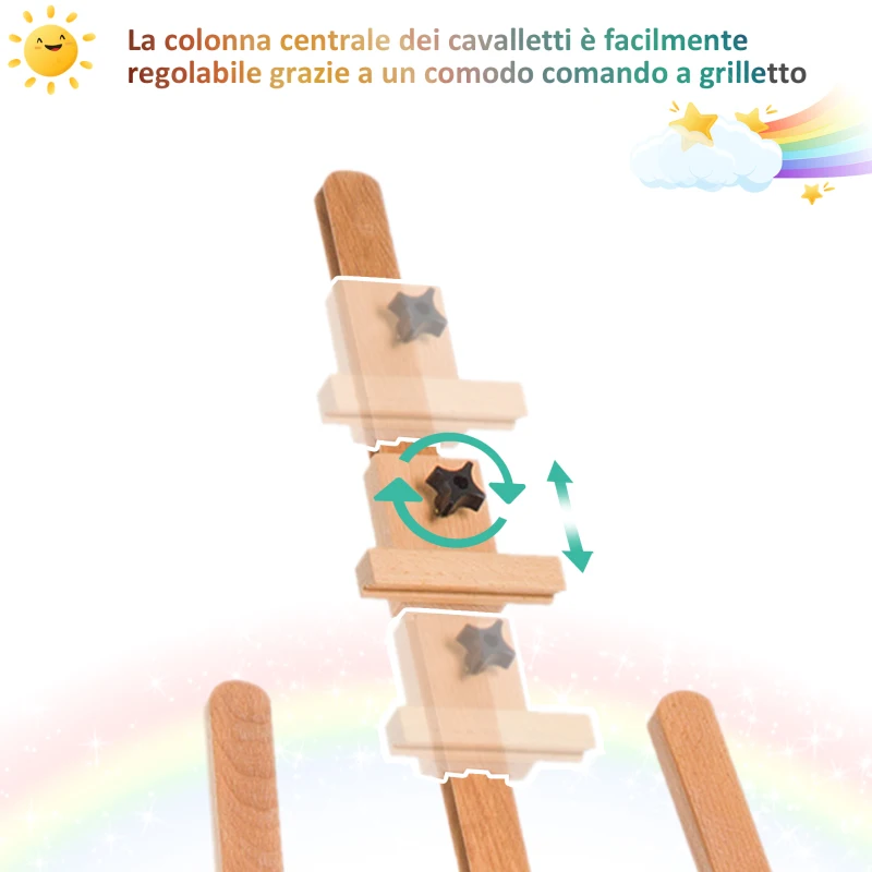 HOMCOM Cavalletto per Pittura Treppiede con Supporto per Tela Regolabile in Legno di Faggio, 65x68x174-230 cm