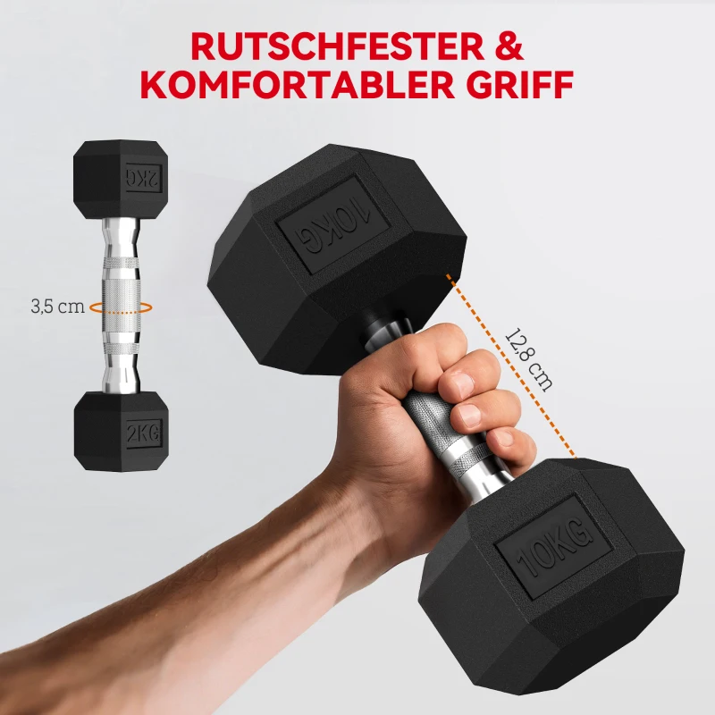 SPORTNOW Hantelset, 8er Set Hanteln mit Gewichten, Kurzhantelset aus Metall, 2kg, 5kg, 8kg, 10kg für Männer und Frauen