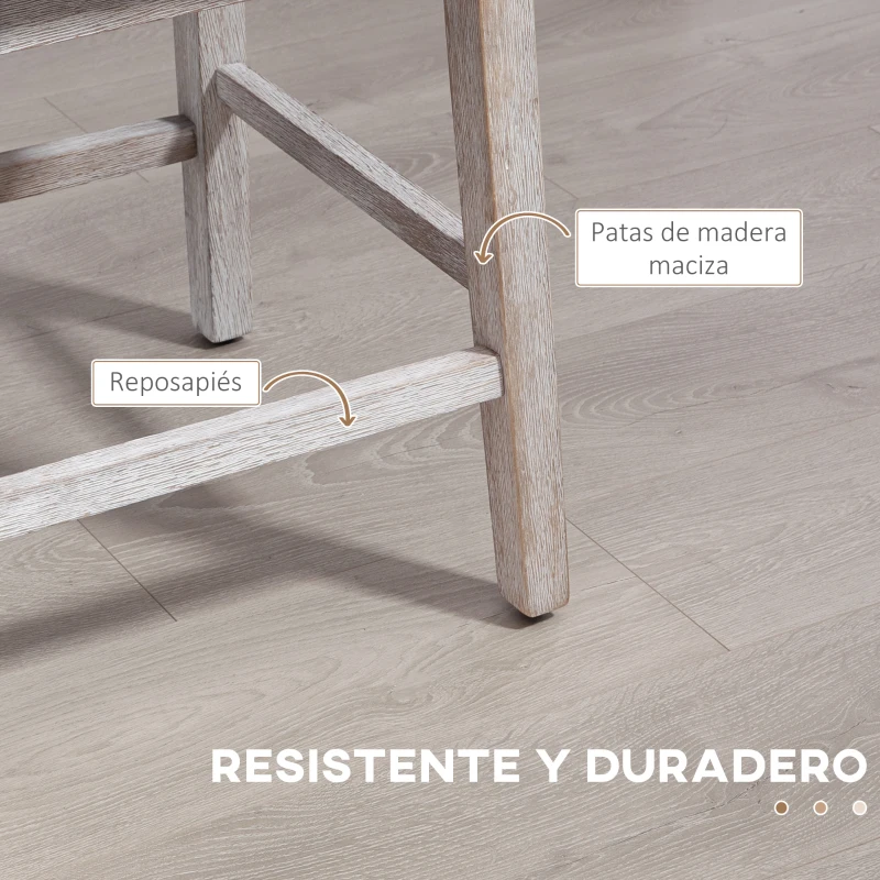 HOMCOM Juego de 2 Taburetes de Bar con Respaldo Taburetes Altos de Cocina Giratorios 180° Patas de Madera 46x57x101 cm Gris