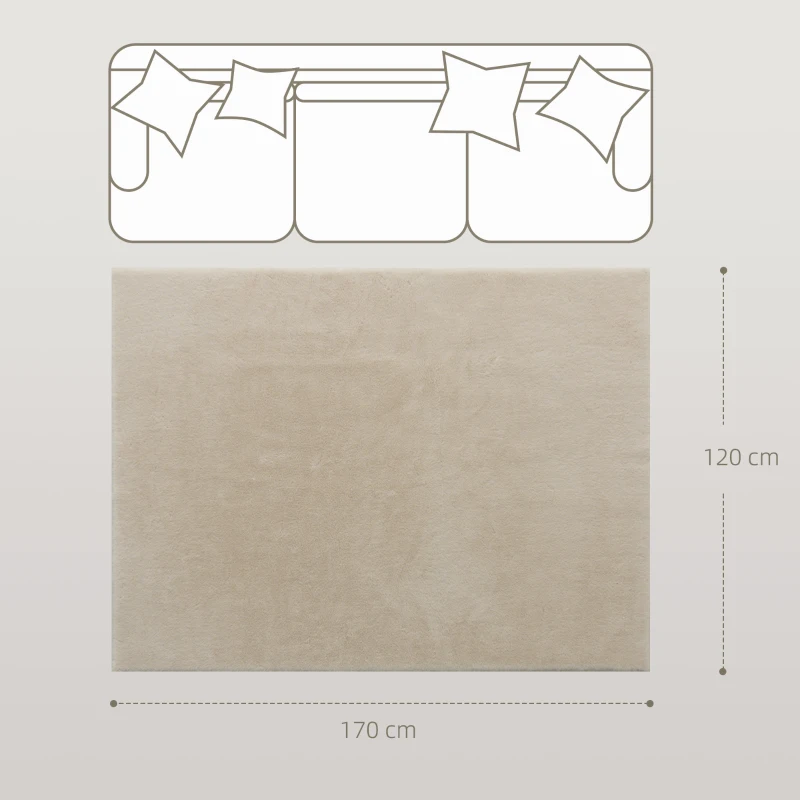 HOMCOM Tapis Salon 120x160 cm Lavable en Machine Poils Longs Style Moderne Tapis pour Salon Chambre Crème