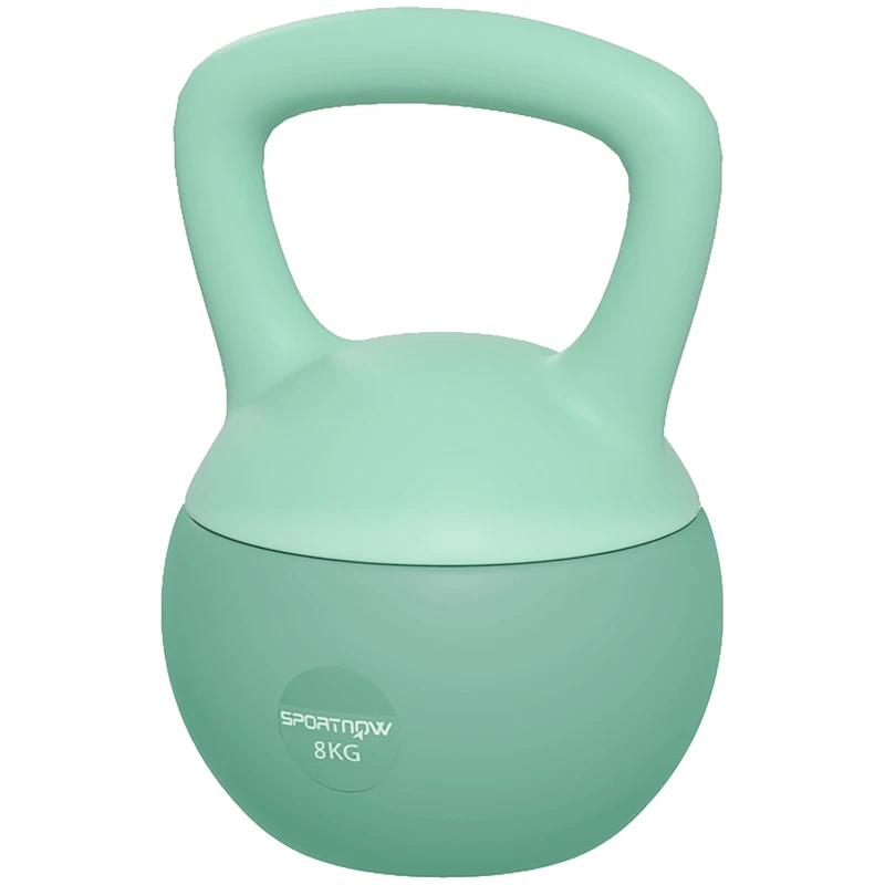 SPORTNOW Kettlebell 8 kg, avec poignée antidérapante, pour fitness musculation cardio, 19 x 19 x 28 cm, vert