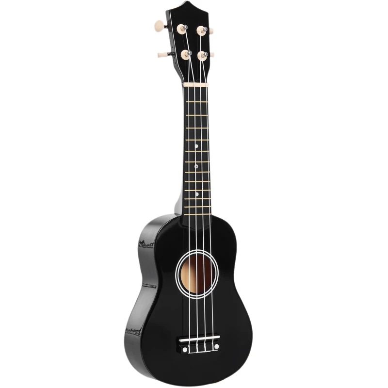 HOMCOM Ukelele Soprano para Principiantes con 4 Cuerdas de Nylon Ajustables Juguete educativo 53x17,5x6,2cm Negro