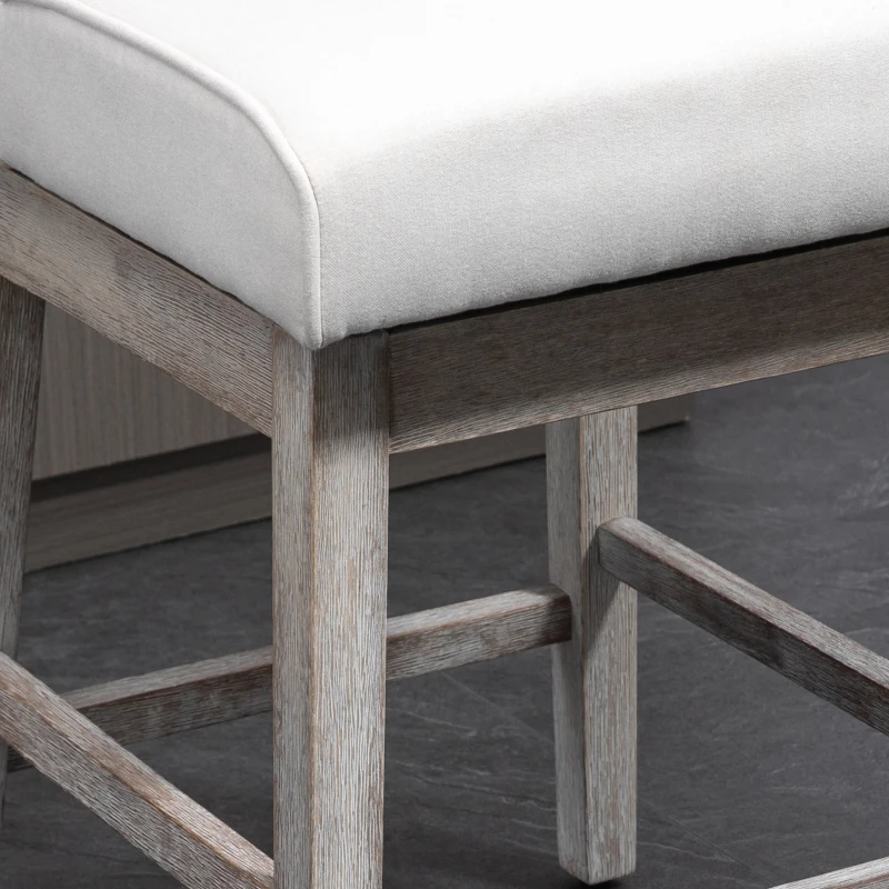 HOMCOM Juego de 2 Taburetes de Bar con Respaldo Taburetes Altos de Cocina Giratorios 180° Patas de Madera 46x57x101 cm Beige