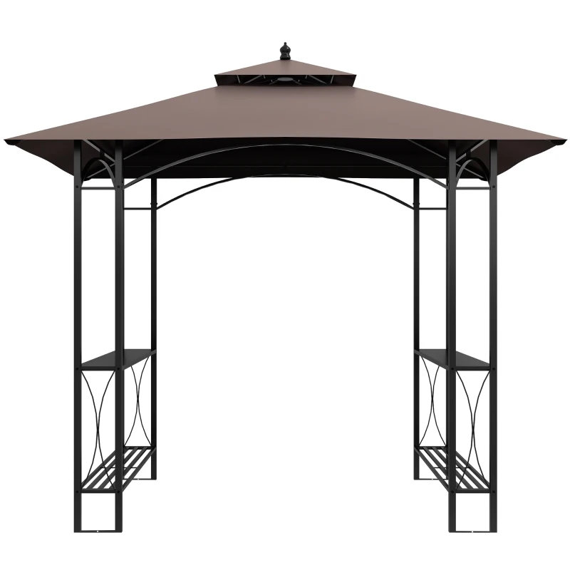 Outsunny 2.5 x 1.5m BBQ Tent Canopy Patio Outdoor Awning Gazebo Party Sun Shelter - Coffee