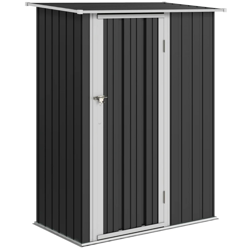Outsunny Cobertizo Exterior 1,07m² 142x84x189 cm con Puerta y Orificios de Drenaje para Almacenamiento de Herramientas Gris