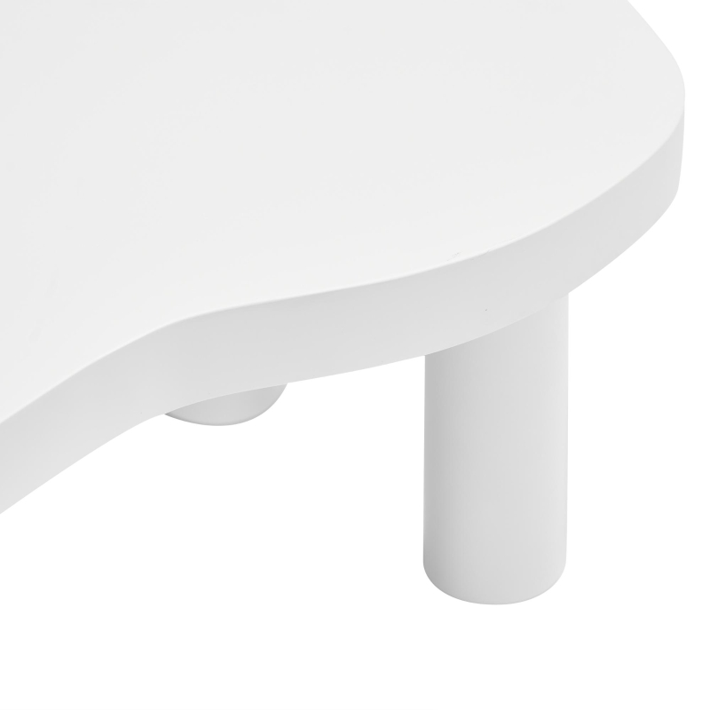 Cloud Shaped Coffee Table with Robust Construction, Modern Design with Rounded Corners, Easy Assembly, 100.5L x 69.5W x 41.5H cm, White