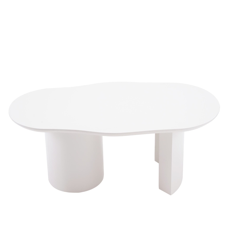 Modern Cloud-Shaped Coffee Table with MDF and PVC Construction, Spacious and Versatile, Easy Assembly, 100L x 50W x 40.5H cm, White