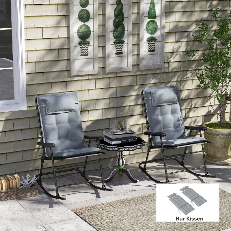 Outsunny 2er Set Auflage für Sonnenliege Wasserabweisend Liegenauflage für Gartenliege Polsterauflage 50x116x5 cm, Hellgrau