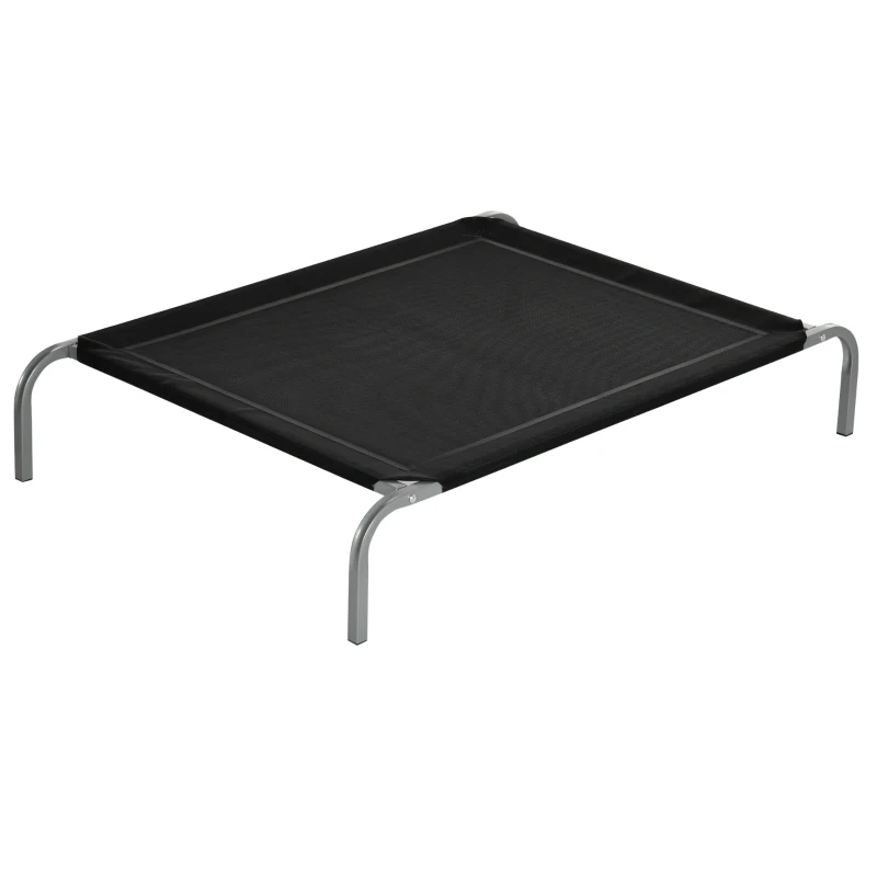 PawHut Cama Elevada para Animais de Estimação Cama para Cães e Gatos Desmontável Tecido Textilene Exterior Jardim Terraço 110x75x20 cm Preto