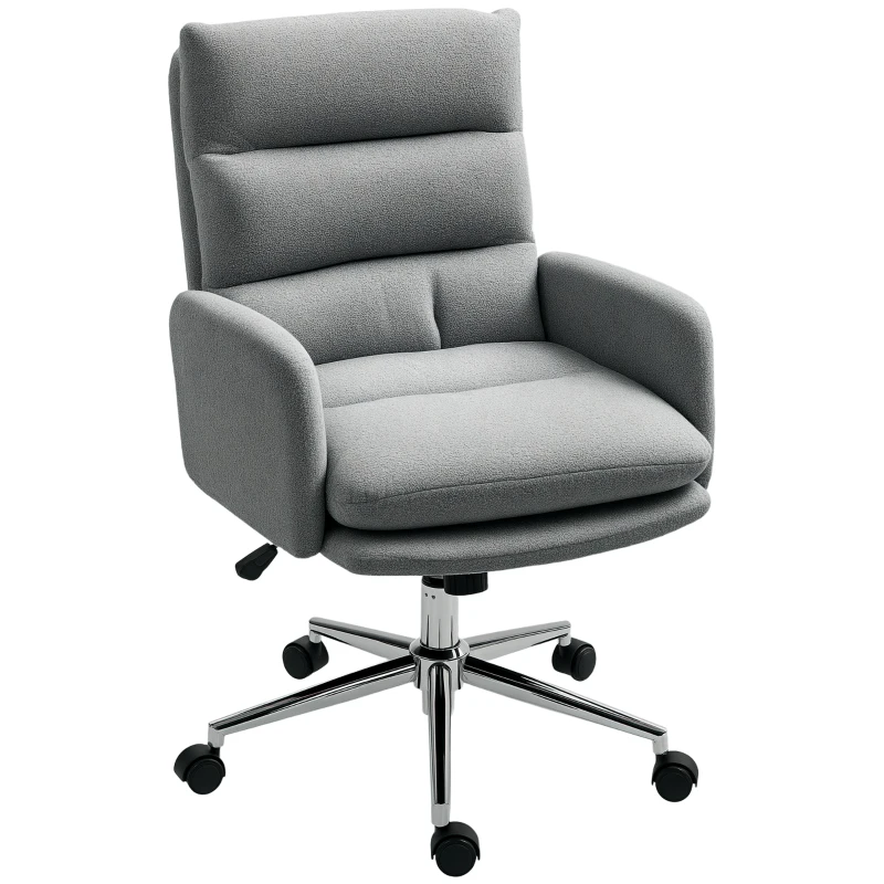 HOMCOM 91-99cm Sherpa Fleece Office Chair - Grey