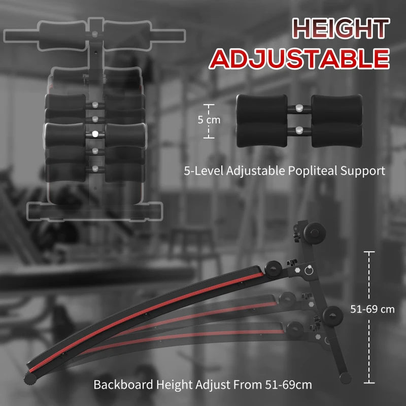HOMCOM Sit Up Bench, Core Workout Bench with Adjustable Thigh Support, Foldable, For Home Gym Exercise