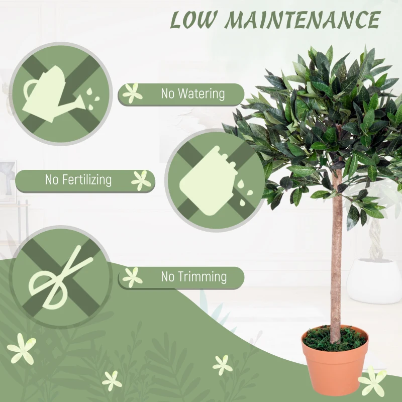 Outsunny 3ft  Artificial Olive Tree Indoor Plant Greenary for Home Potted in An Orange Pot