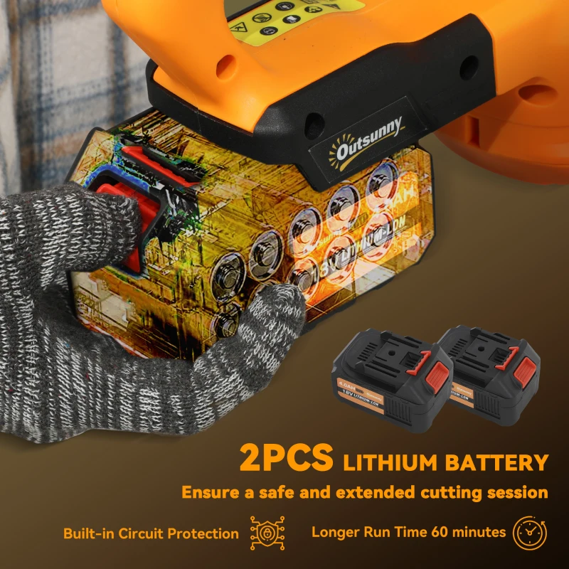 Outsunny 20" Cordless Hedge Trimmer, 18V Electric Hedge Cutter with 51cm Dual Action Blade, 2 x 4000mAh Batteries and Brushless Motor for Garden Branches, Shrubs, Twigs, Orange