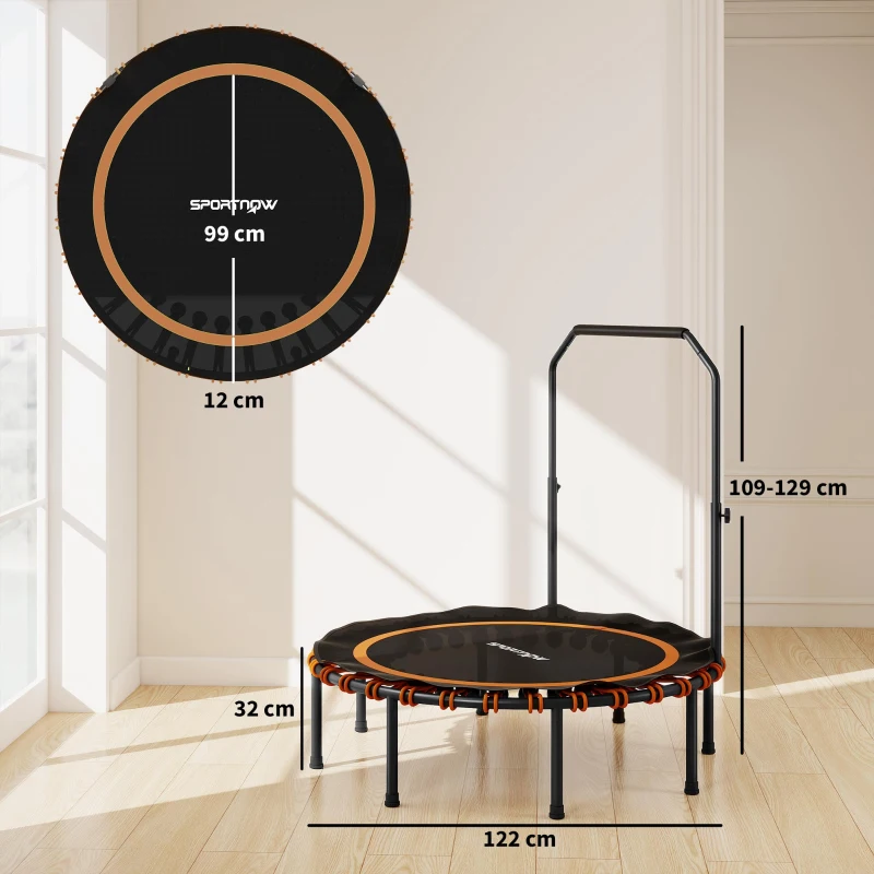 SPORTNOW Trampolino Fitness con Maniglione Regolabile, in Acciaio e Plastica, Arancione