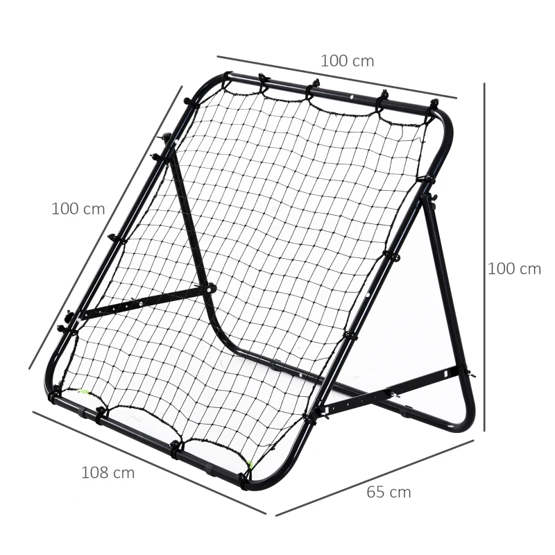 HOMCOM Rebounder Net Kickback Target Goal Teens Adults Training Aid Multi-Sports Practice Adjustable Black