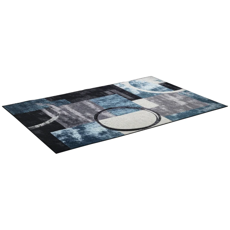 HOMCOM Blue Geometric Rug, Modern Area Rugs Large Carpet for Living Room, Bedroom, Dining Room