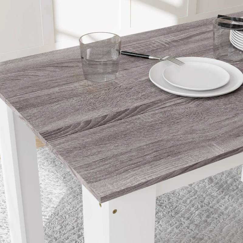 HOMCOM Masă Modernă de Dining pentru 4-6 Persoane 120x69x75 cm Gri și Alb