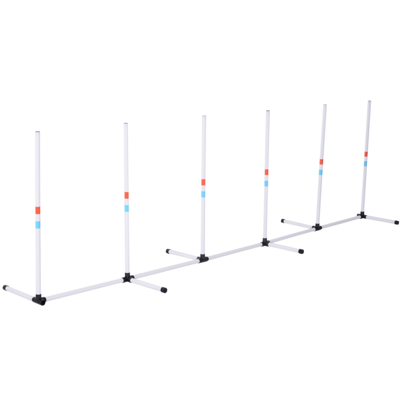 PawHut Agility sport pour chien lot de 6 slaloms professionnels d'agilité avec sac de transport plastique blanc