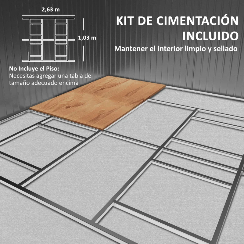 Outsunny Cobertizo de Jardín 12,4 m² 340x386x200 cm con 2 Puertas Corredizas Base Refuerzo (Suelo NO Incluido) Gris Oscuro