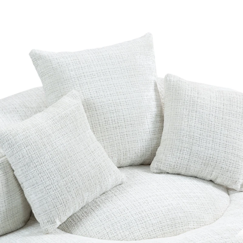 Lazy Sofa Bean Bag Chair with Memory Foam and Chenille Fabric, High Back Design with Three Pillows, 108L x 108W x 52H cm, Beige