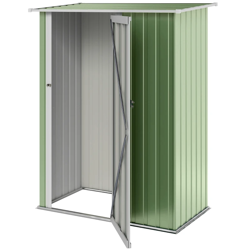 Outsunny Abrigo de Jardim 1,07㎡ 142x84x189 cm Abrigo de Armazenamento Abrigo de Ferramentas com Teto Inclinado e Porta Verde Clar