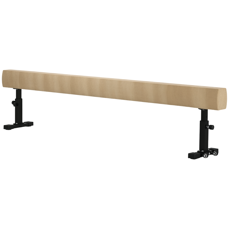 HOMCOM Trave Ginnastica Artistica con Altezza Regolabile e Piedini Antiscivolo, 226x31x59cm, Marrone