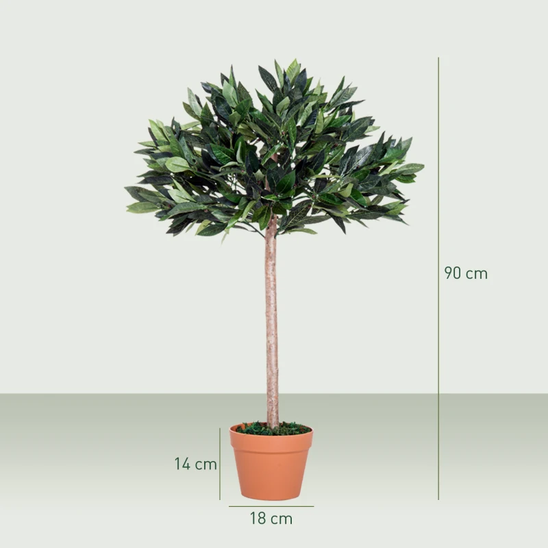 Outsunny 3ft  Artificial Olive Tree Indoor Plant Greenary for Home Potted in An Orange Pot