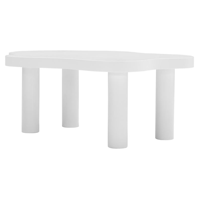 Cloud Shaped Coffee Table with Robust Construction, Modern Design with Rounded Corners, Easy Assembly, 100.5L x 69.5W x 41.5H cm, White