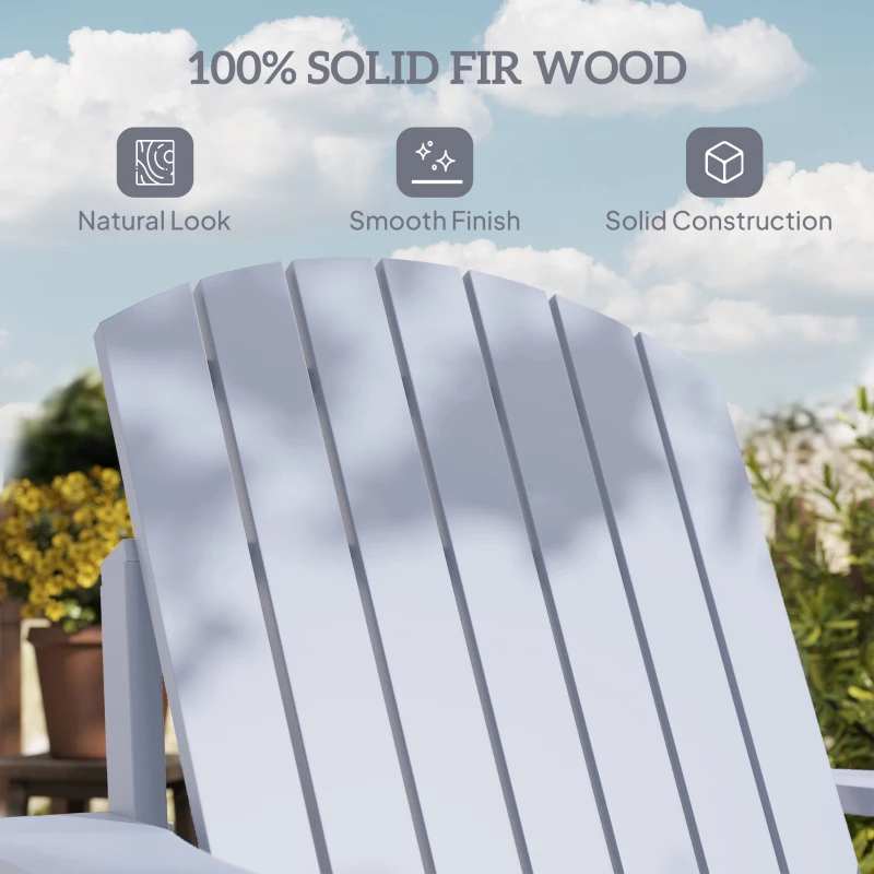 Outsunny Adirondack tuinstoel ligbank voor buiten tuinmeubel balkonstoel massief hout grijs