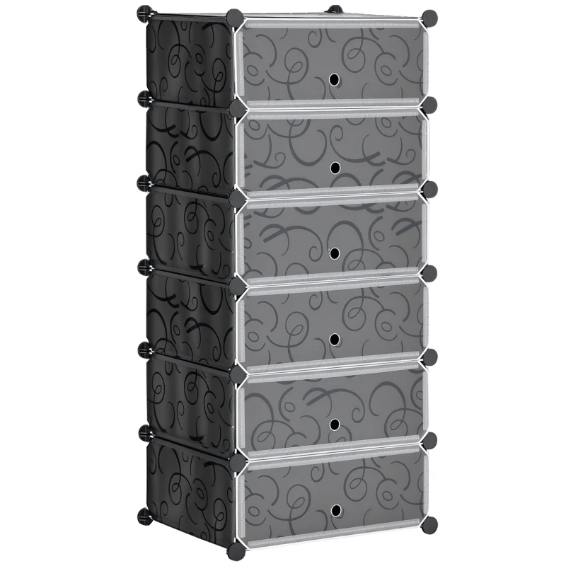 HOMCOM Modulares Regalsystem für 6 Paar Schuhe, 49 cm x 36,5 cm x 108 cm, Schwarz