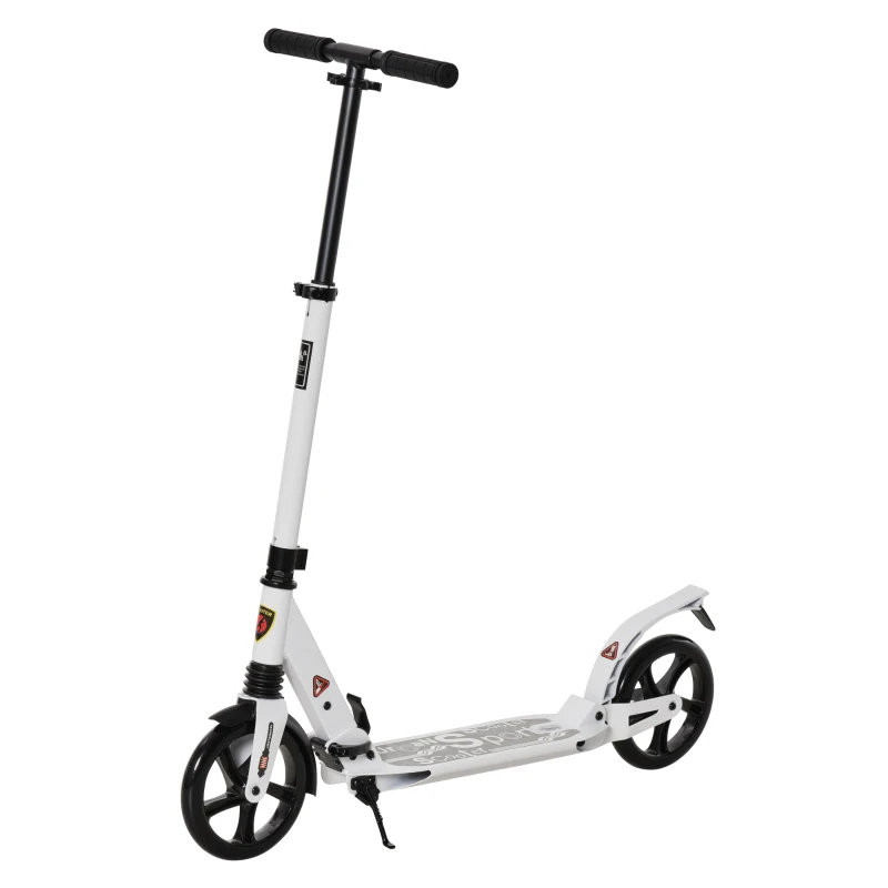 HOMCOM Patinete Plegable Scooter con Manillar Altura Ajustable Patinete Ligero para Adultos y Niños (más de 14 años) Tipo Monopatín con Tubo de Aluminio Freno Grandes Ruedas Ø200 mm Carga 100kg