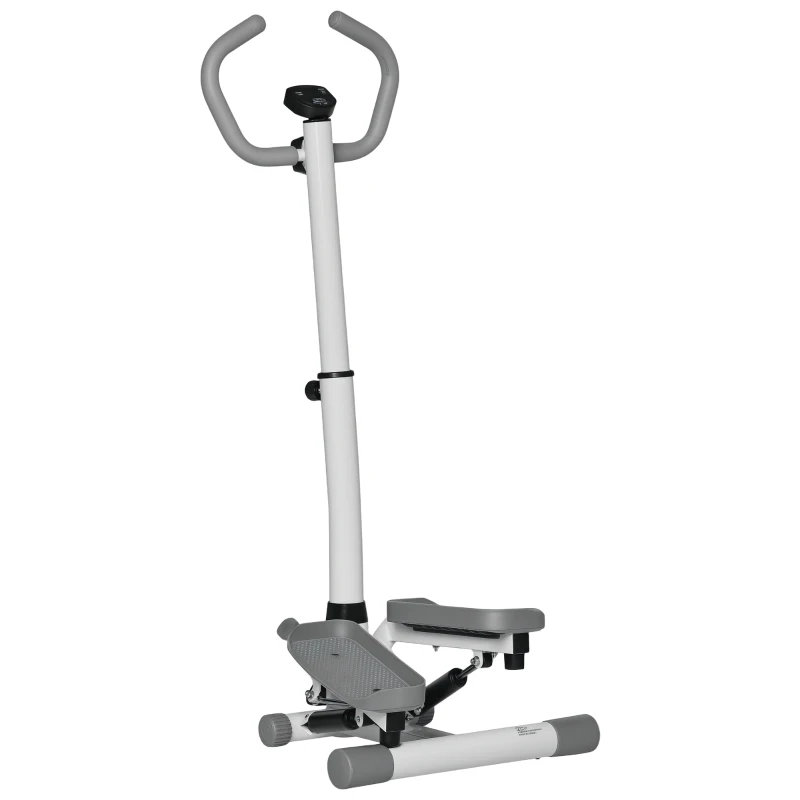 HOMCOM Twist Stepper, Height Adjustable Aerobic Ab Exercise Fitness Workout Machine with LCD Screen, for Home Gym, White