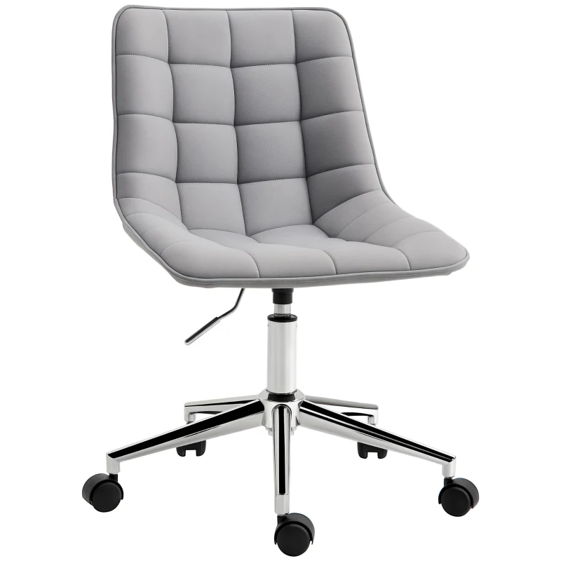 Vinsetto Bürostuhl Drehstuhl Schreibtischstuhl höhenverstellbar 360° drehbar Mikrofaser Schaumstoff Hellgrau 60x 60x90 cm
