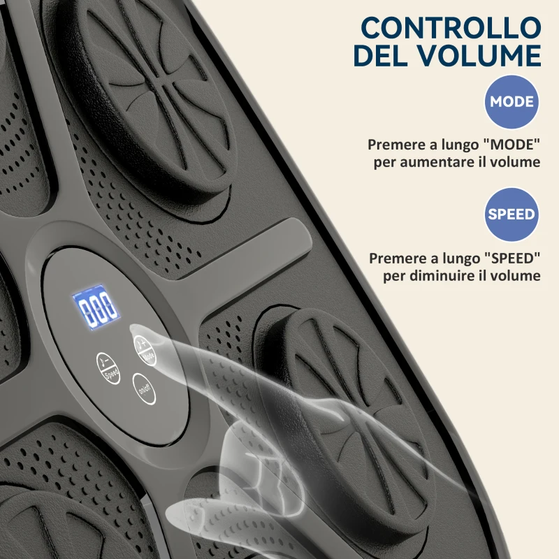 SPORTNOW Boxing Machine Musicale a Parete con 9 Velocità, Connessione Bluetooth e Guanti, 41.8x44.6x7.5 cm, Nero e Blu