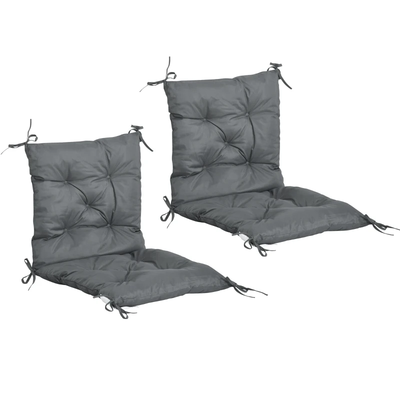 Outsunny Conjunto de 2 Cojines para Silla 50x98x8 cm con Respaldo 6 Cordones de Fijación para Jardín Terraza Balcón Gris Oscuro