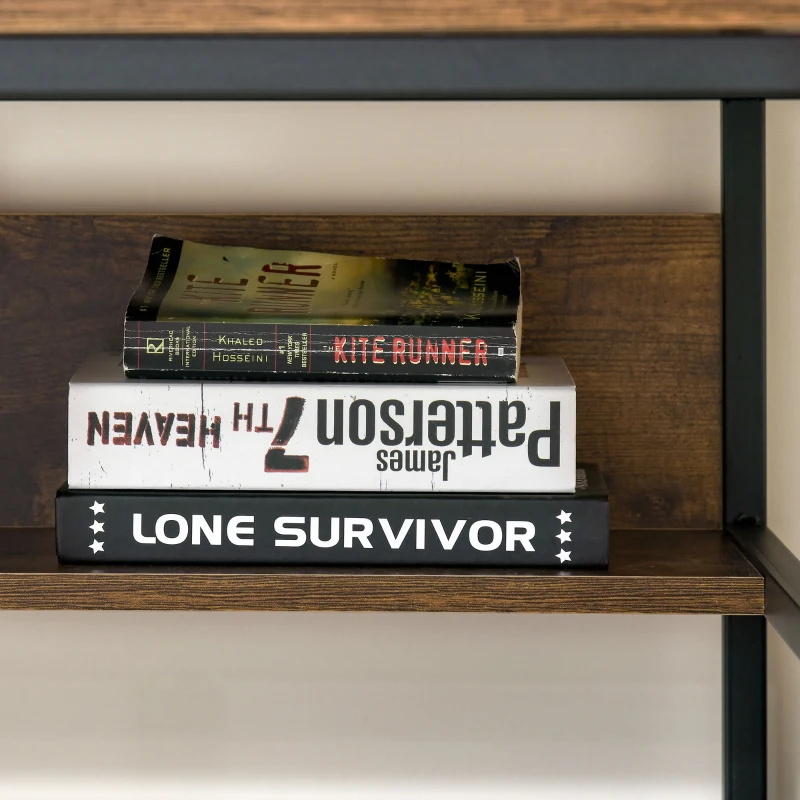 HOMCOM Computer Desk with Storage Shelf, CPU Stand and Steel Frame for Home Office, Study Workstation, Rustic Brown