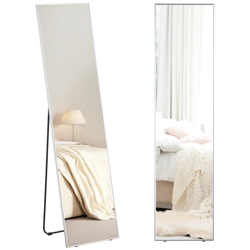 HOMCOM Full Length Mirror, Freestanding or Wall-Mounted Dressing Mirror with Stand for Bedroom, Living Room, 160 x 40 cm, Black Frame
