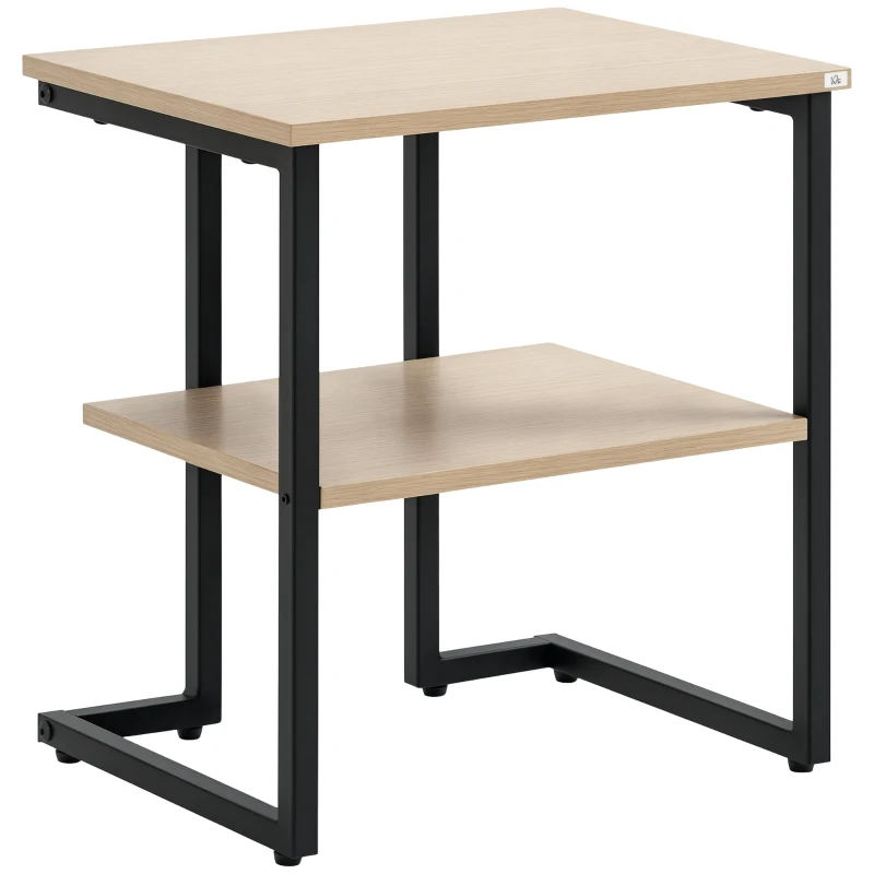HOMCOM Mesa Auxiliar de 2 Níveis Mesa Auxiliar para Sala de Estar Dormitório Escritório Estilo Moderno 45x35x48cm Madeira e Preto
