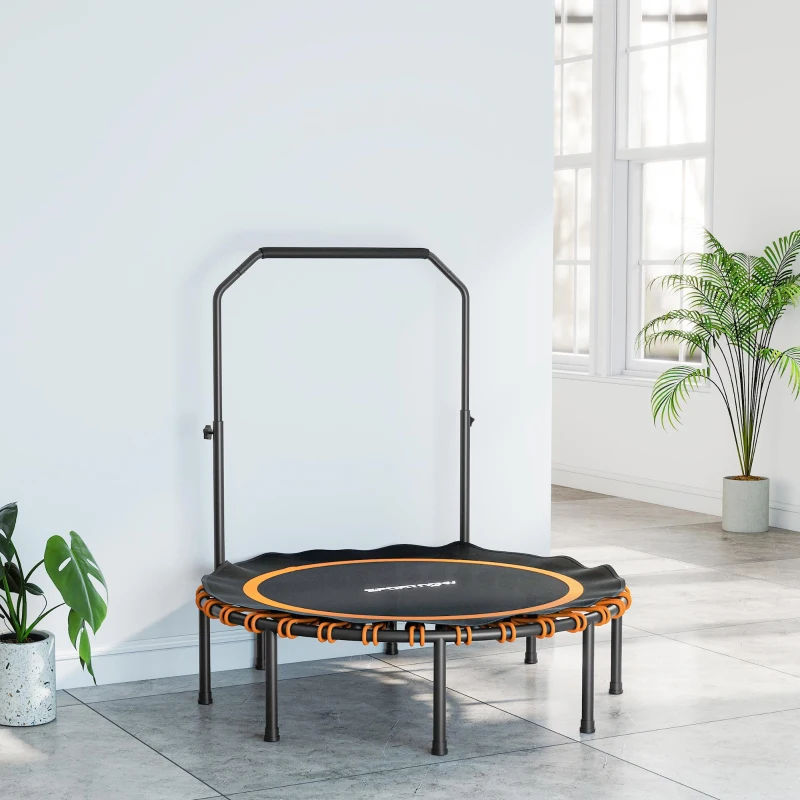 SPORTNOW Trampolino Fitness con Maniglione Regolabile, in Acciaio e Plastica, Arancione