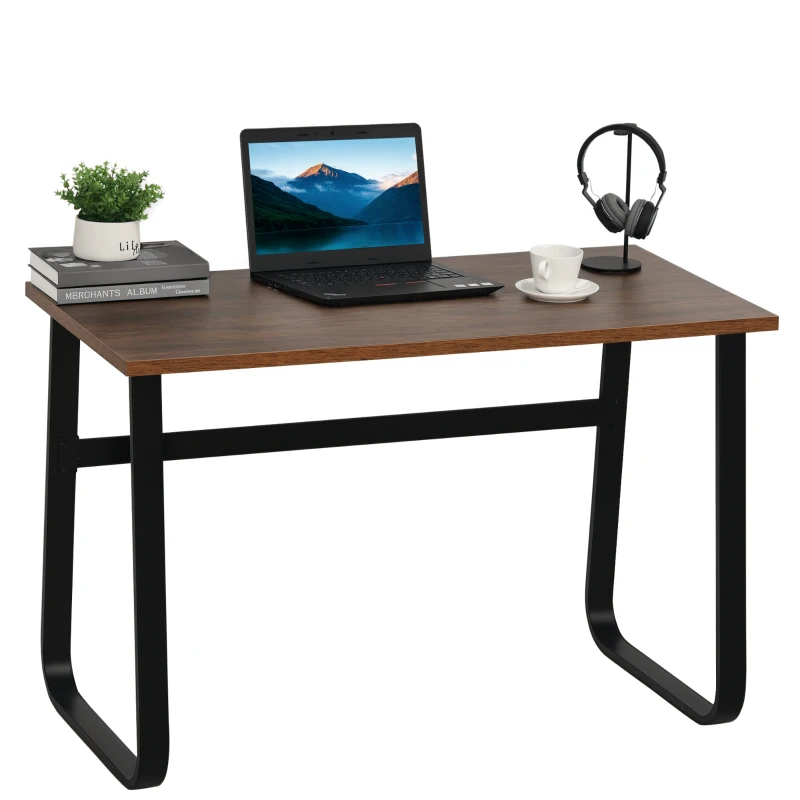 HOMCOM Schreibtisch, Computertisch, PC Tisch, Bürotisch,Industrie-Design, Spanplatte, Stahl, Braun 115 x 58 x 74,5 cm
