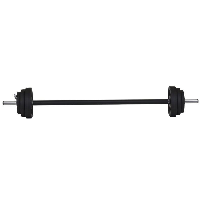 HOMCOM 20kg Adjustable Barbell Set Plate Bar Clamp Rod Home Gym Sports Area Exercise Ergonomic Black