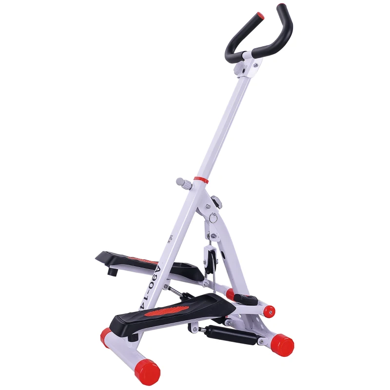 HOMCOM Mini stepper guidon pliable hauteur réglable compteur électronique acier blanc rouge noir