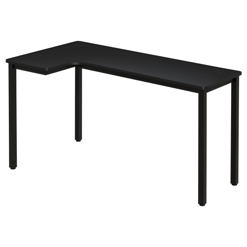 HOMCOM L-Shaped Gaming Desk, Computer Corner Desk, Home Office Workstation with Cable Management, 145 x 81 x 76cm, Black, Left