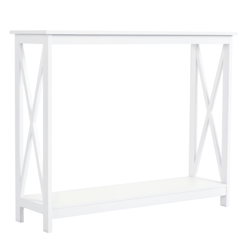 HOMCOM Table de console table d'entrée style table de drapier néo-rétro étagère dim. 100L x 30l x 80,5H cm MDF blanc