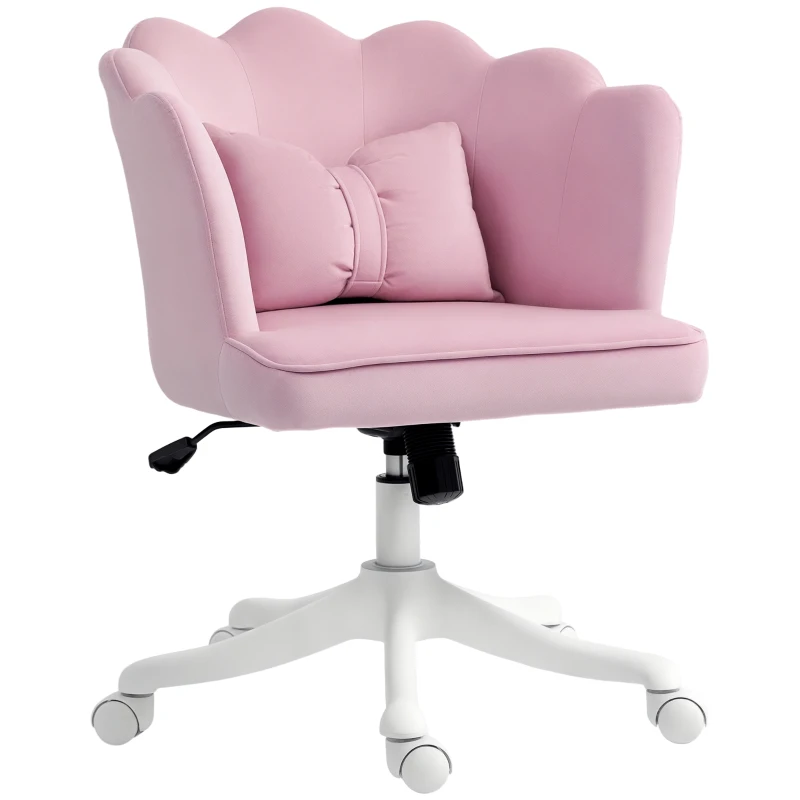 HOMCOM Velvet-Feel Petal Back Office Chair - Pink